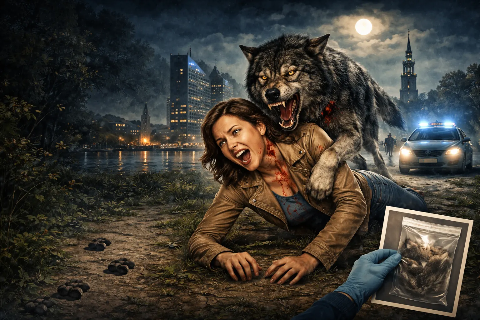 Wolf biss Frau ins Gesicht