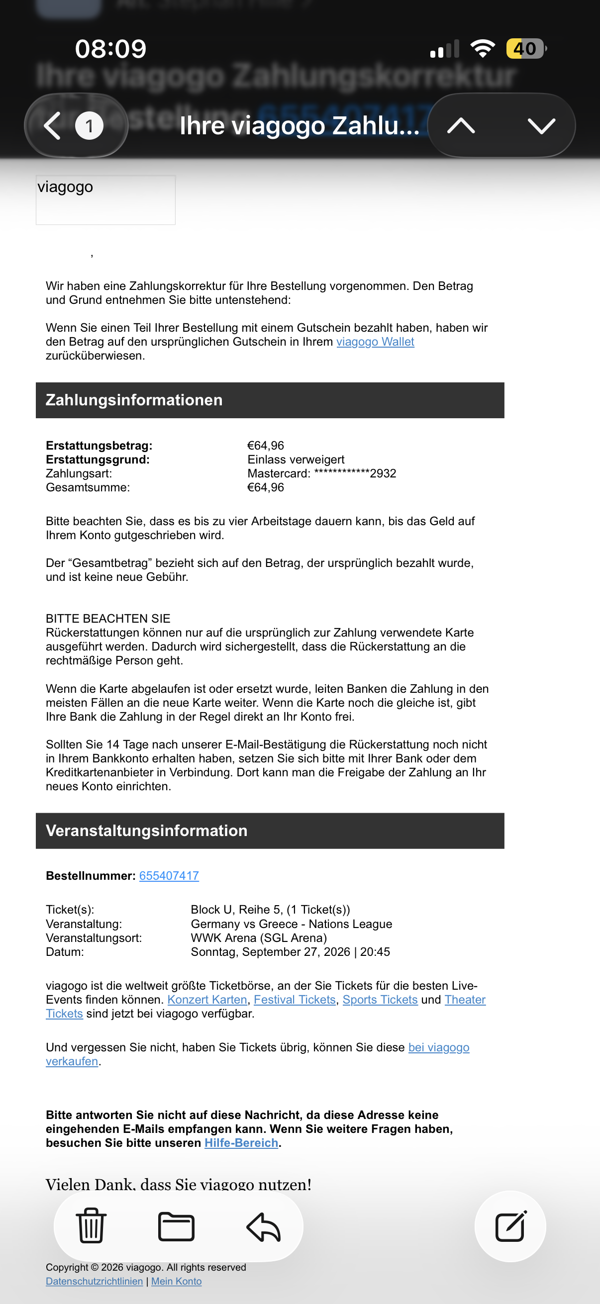 Erstattungsbestätigung